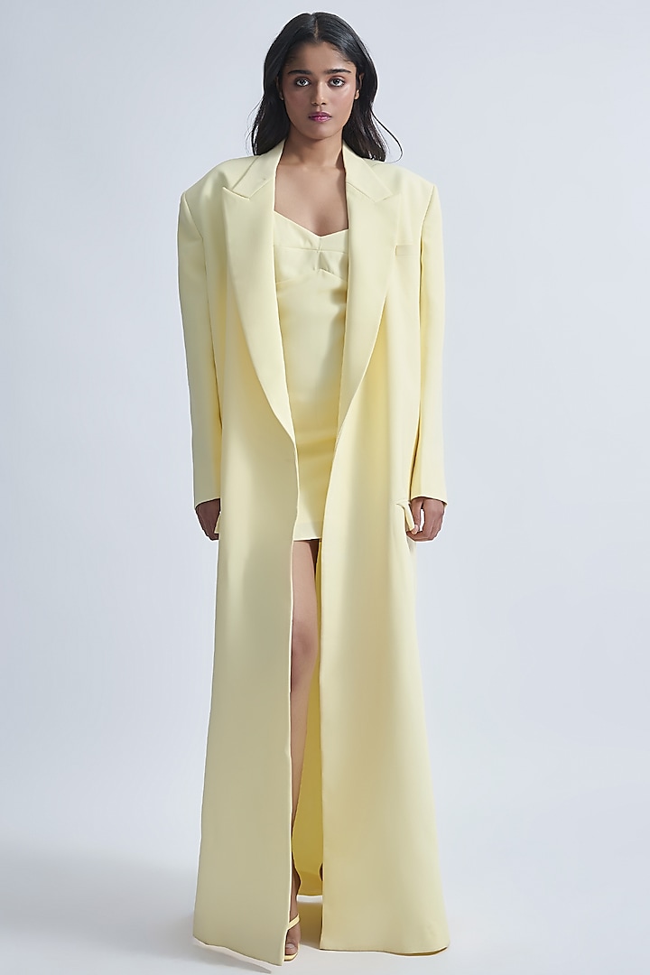 Butter Yellow Ferrari Mini Dress With Coat by Deme by Gabriella