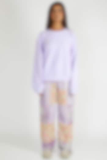 Lilac Embroidered Jersey Sweatshirt by Deme By Gabriella