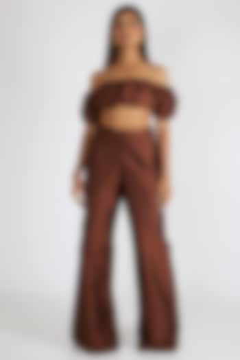 Brown High Waisted Pants by Deme By Gabriella