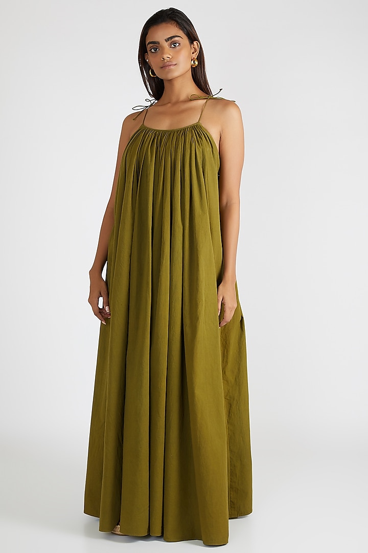 Olive Green Maxi Dress by Deme By Gabriella at Pernia's Pop Up Shop