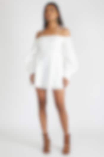 White Off Shoulder Corset Dress by Deme By Gabriella