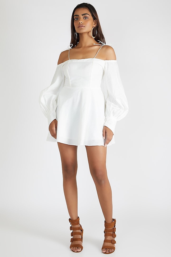 White Off Shoulder Corset Dress by Deme By Gabriella at Pernia's Pop Up Shop