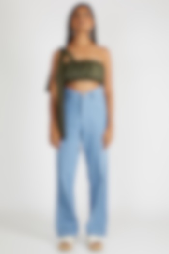 Olive Green Tube Crop Top by Deme By Gabriella