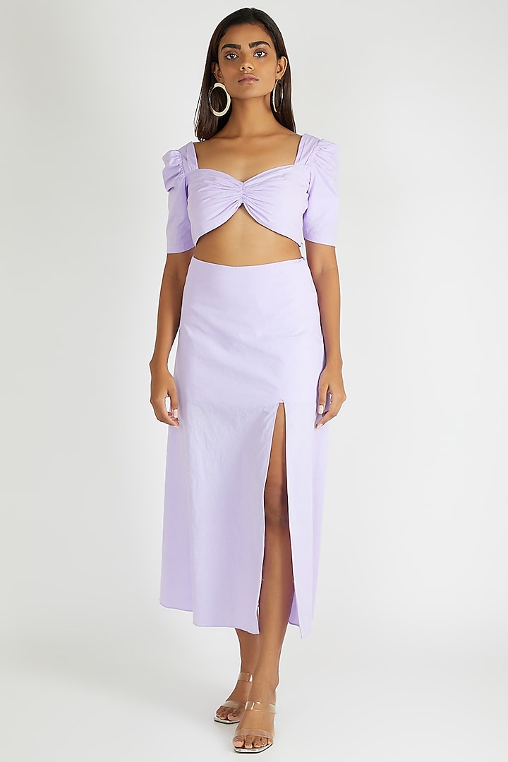Lilac Cotton Midi Skirt by Deme By Gabriella