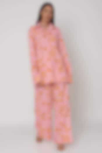 Blush Pink Cotton Pant Set by Deme by Gabriella