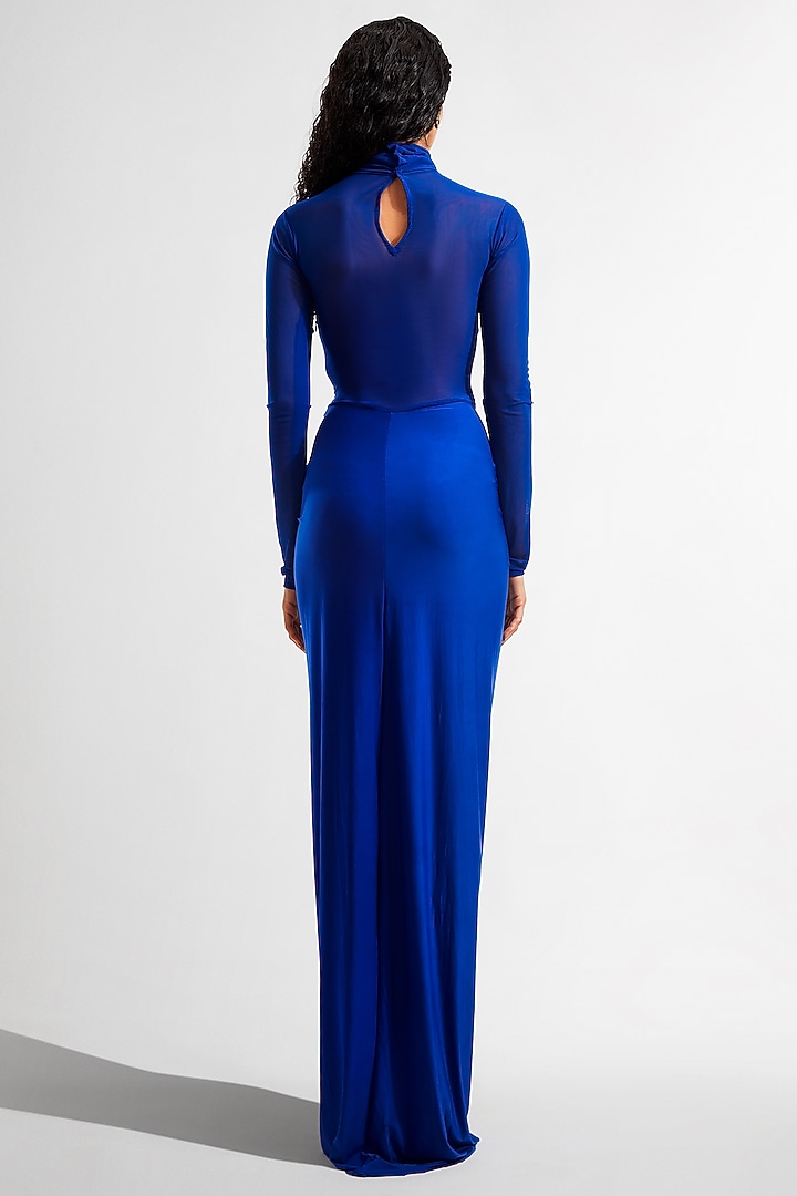 Blue Malai Lycra & Net Engagement Gown by Deme by Gabriella at Pernia's Pop Up Shop