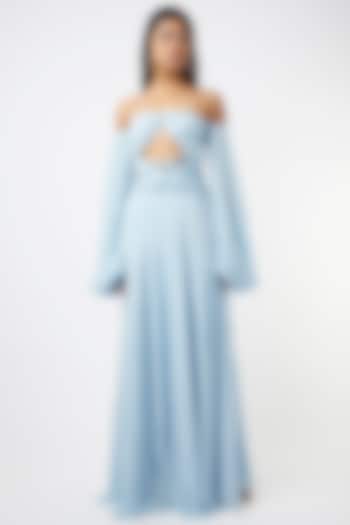 Light Blue Off-Shoulder Gown by Deme by Gabriella