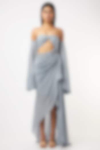 Grey Off-Shoulder Draped Dress by Deme by Gabriella