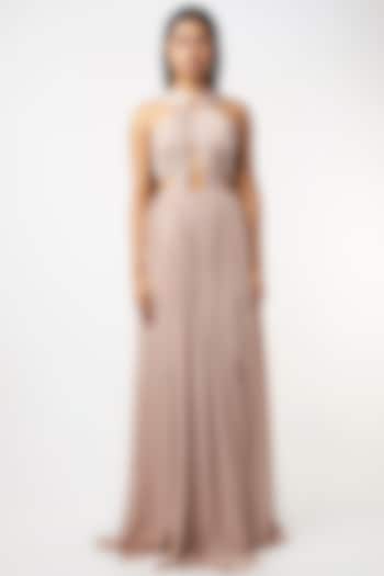 Nude Ruched Ring Gown by Deme by Gabriella