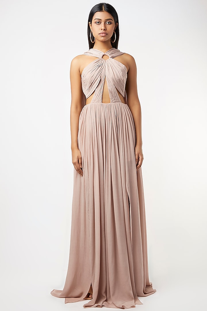 Nude Ruched Ring Gown by Deme by Gabriella at Pernia's Pop Up Shop