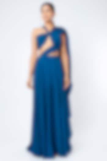 Navy Blue One Shoulder Gown by Deme by Gabriella