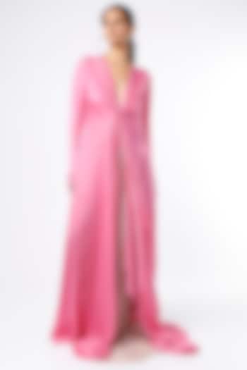 Pink & Beige Draped Dress by Deme by Gabriella