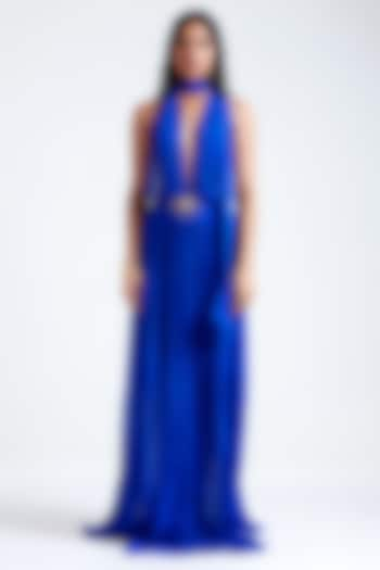 Electric Blue Chiffon Backless Gown by Deme by Gabriella at Pernia's Pop Up Shop