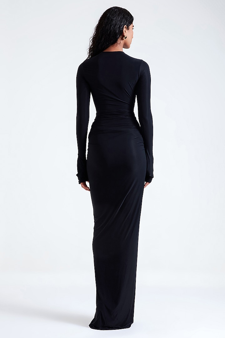Black Malai Lycra Engagement Gown by Deme by Gabriella at Pernia's Pop Up Shop