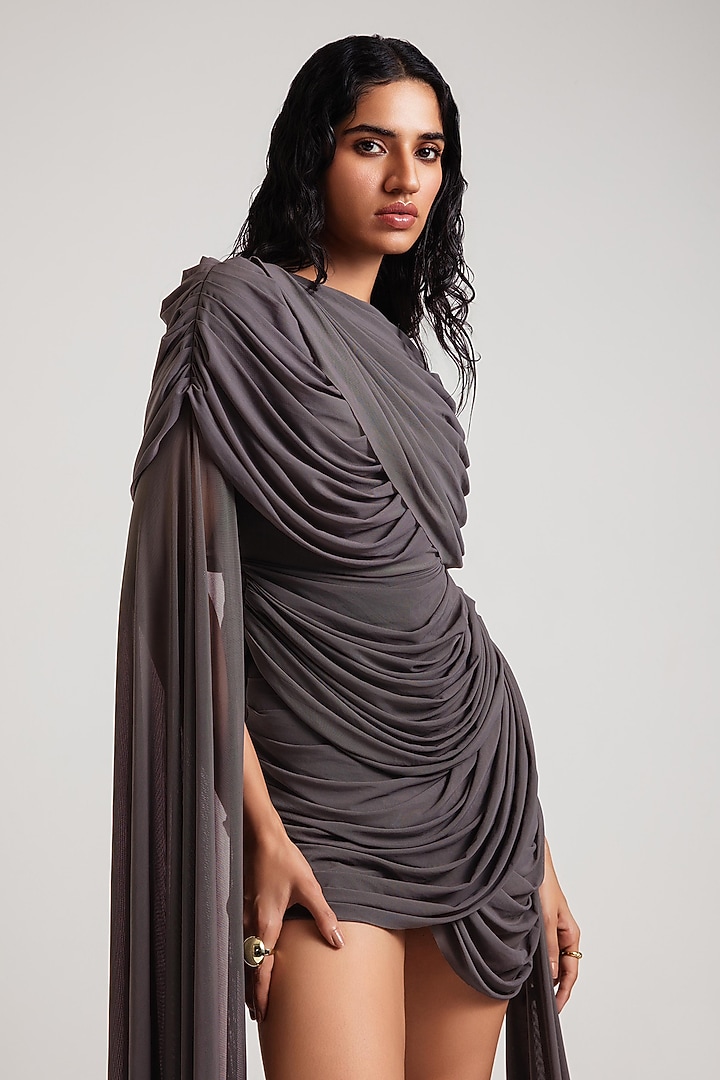 Purple Dove Malai Lycra & Net Paneled Mini Vacation Dress by Deme by Gabriella at Pernia's Pop Up Shop