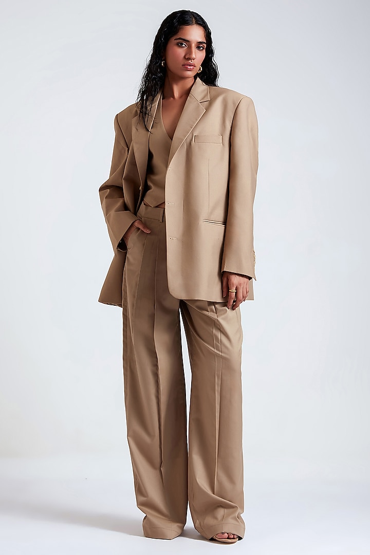 Desert Tan Cotton Suiting Blazer Set by Deme by Gabriella at Pernia's Pop Up Shop