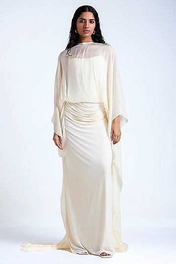 Off-White Malai Lycra & Chiffon Corset Engagement Gown by Deme by Gabriella at Pernia's Pop Up Shop