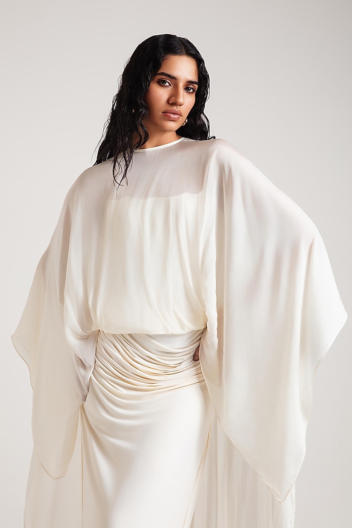 Off-White Malai Lycra & Chiffon Corset Engagement Gown by Deme by Gabriella at Pernia's Pop Up Shop