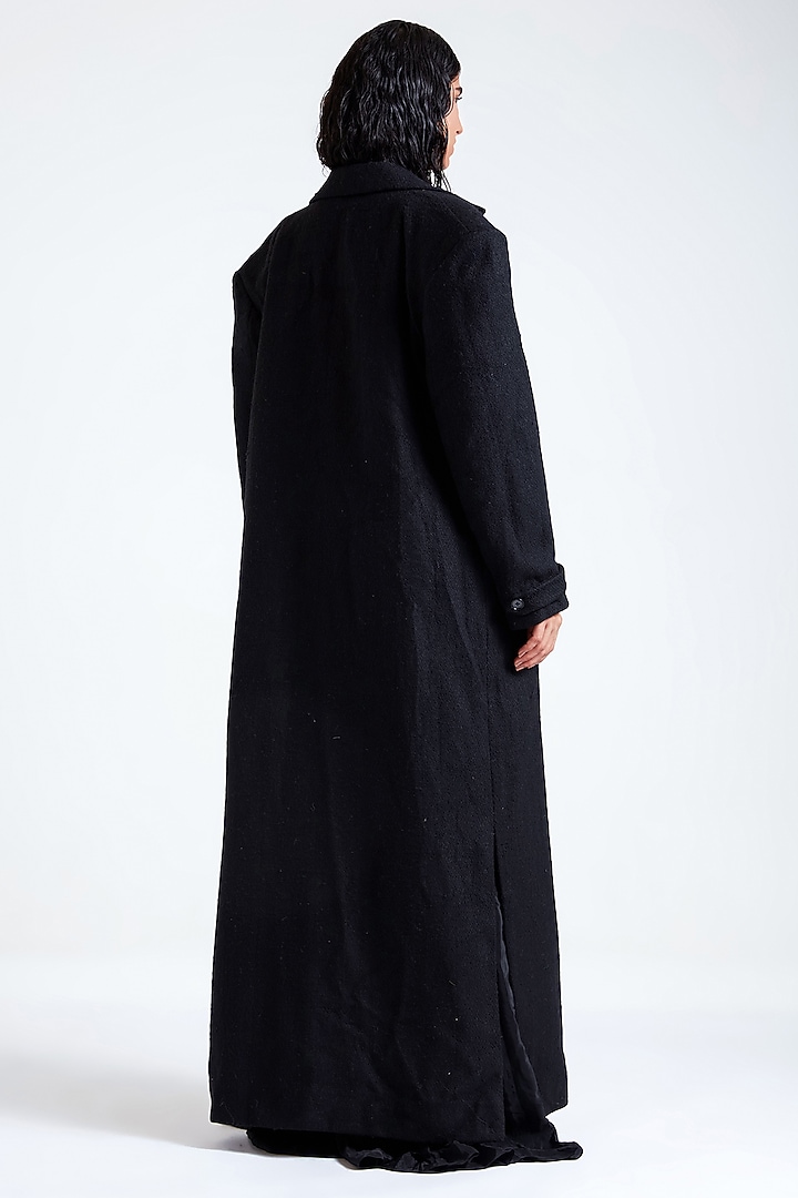 Black Crepe & Net Engagement Gown With Trench Coat by Deme by Gabriella at Pernia's Pop Up Shop