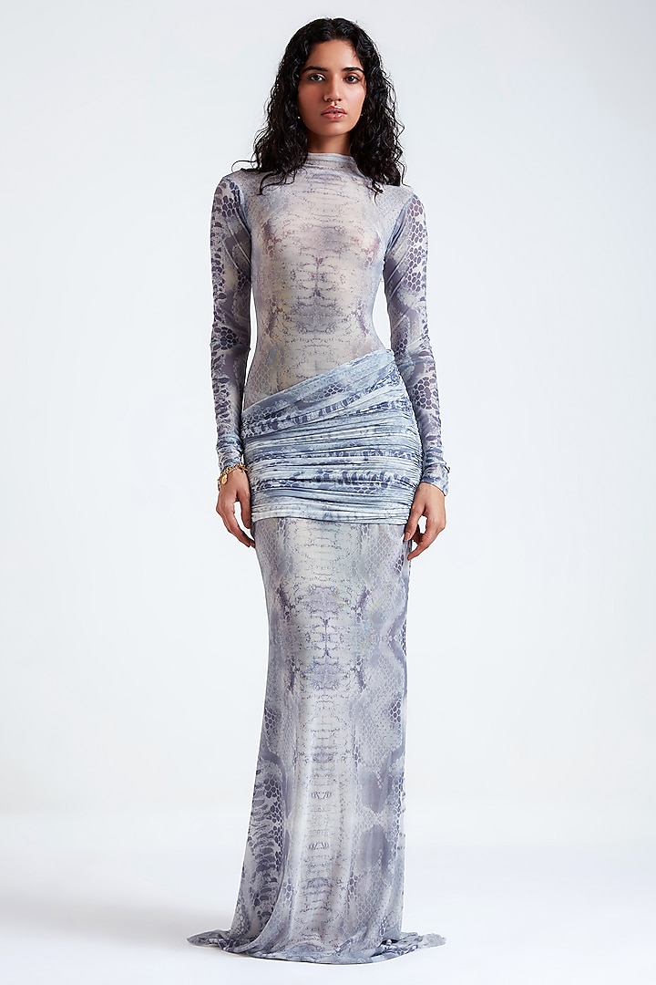 Grey Net Animal Printed Gown by Deme by Gabriella at Pernia's Pop Up Shop