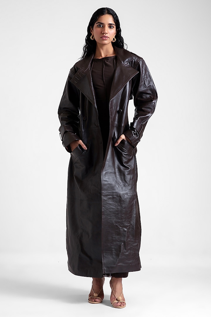 Black Coffee Double Net Gown With Trench Coat by Deme by Gabriella at Pernia's Pop Up Shop