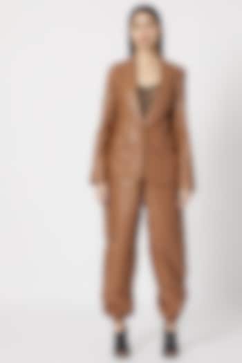 Brown Jacket With Pants & Tank Top by Deme by Gabriella