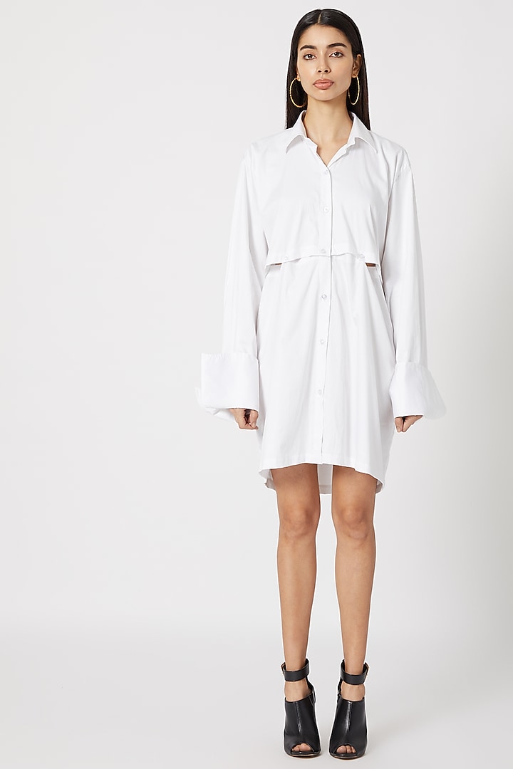 White Detachable Shirt Dress by Deme by Gabriella