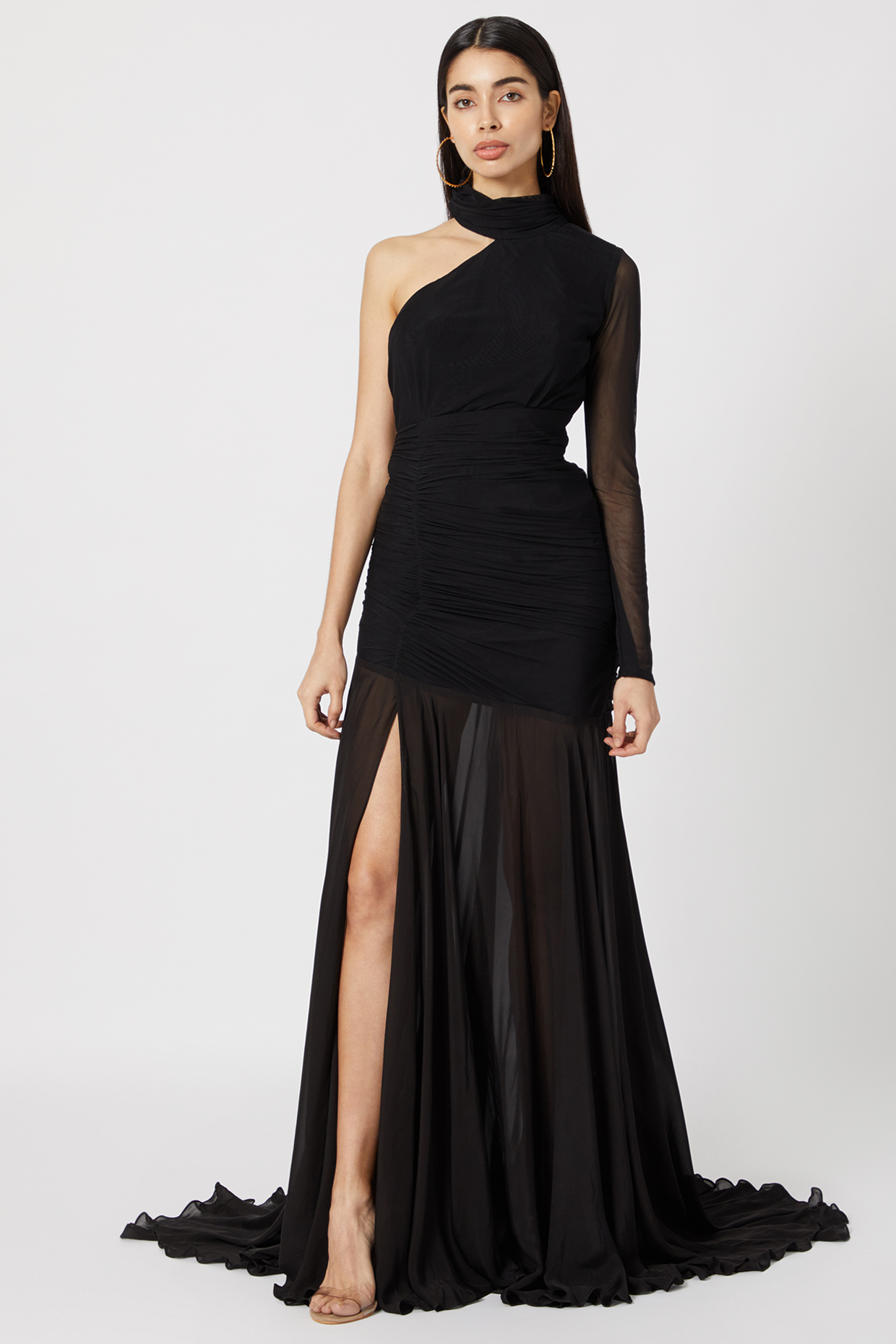 Black One Shoulder Ruched Gown by Deme by Gabriella at Pernia's Pop Up Shop