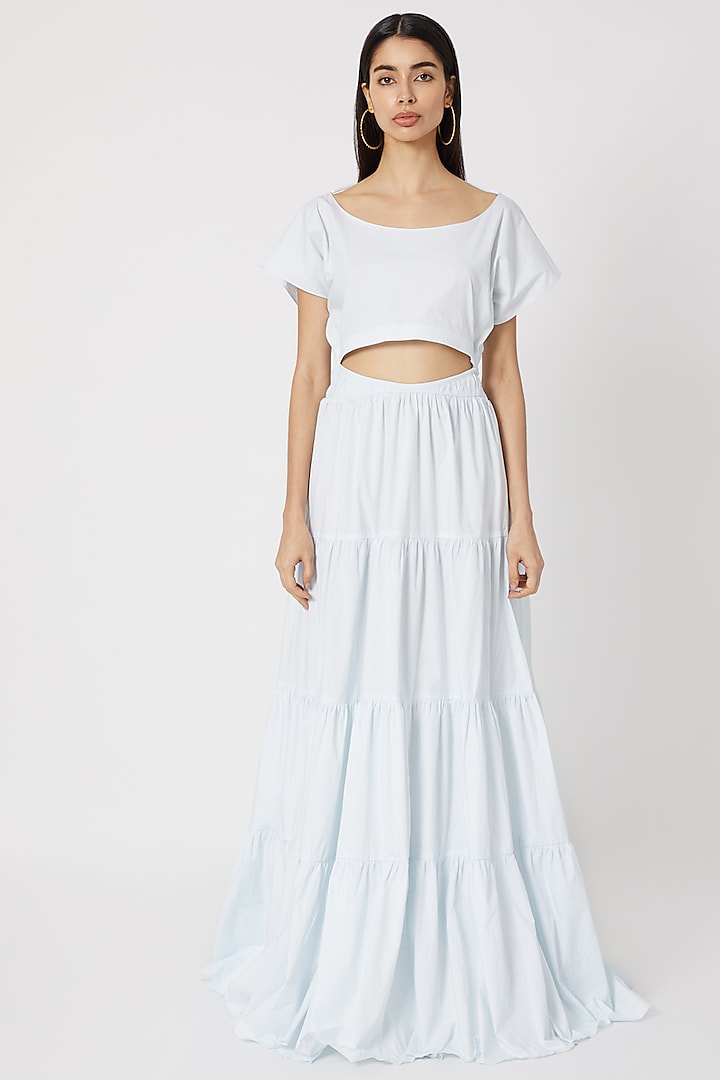 Pale Blue Tiered Gown by Deme by Gabriella