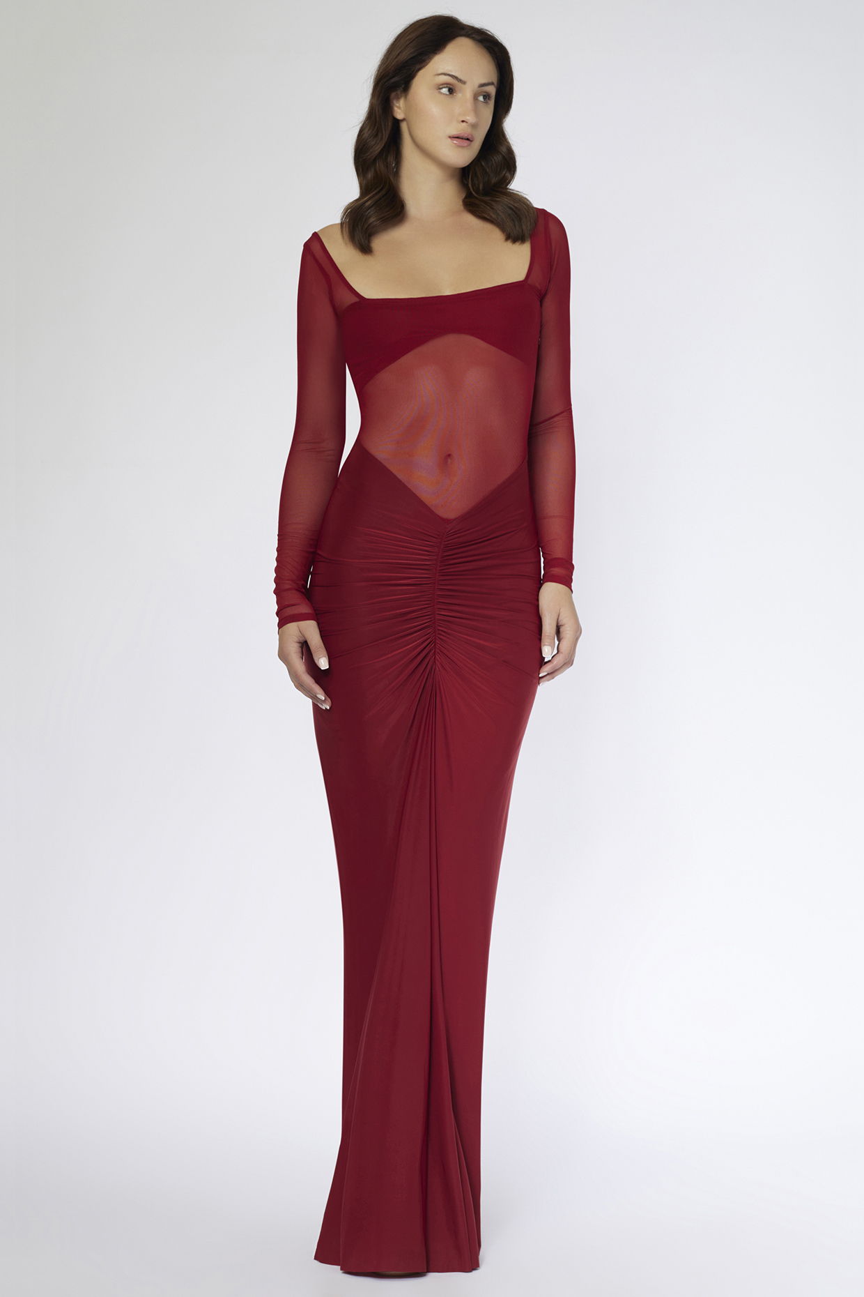 Cherry Red Net & Malai Lycra Vacation Dress by Deme by Gabriella at Pernia's Pop Up Shop