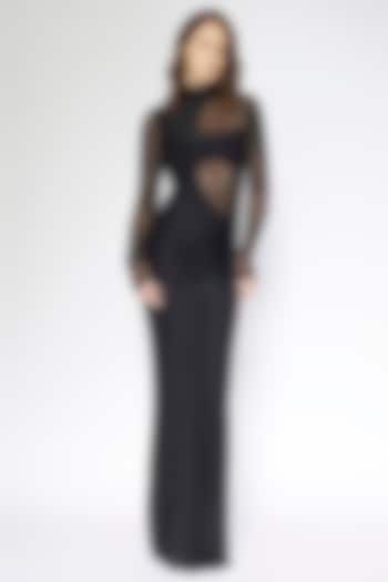 Black Net & Malai Lycra Dress by Deme by Gabriella