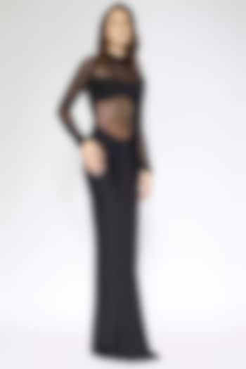 Black Net & Malai Lycra Dress by Deme by Gabriella