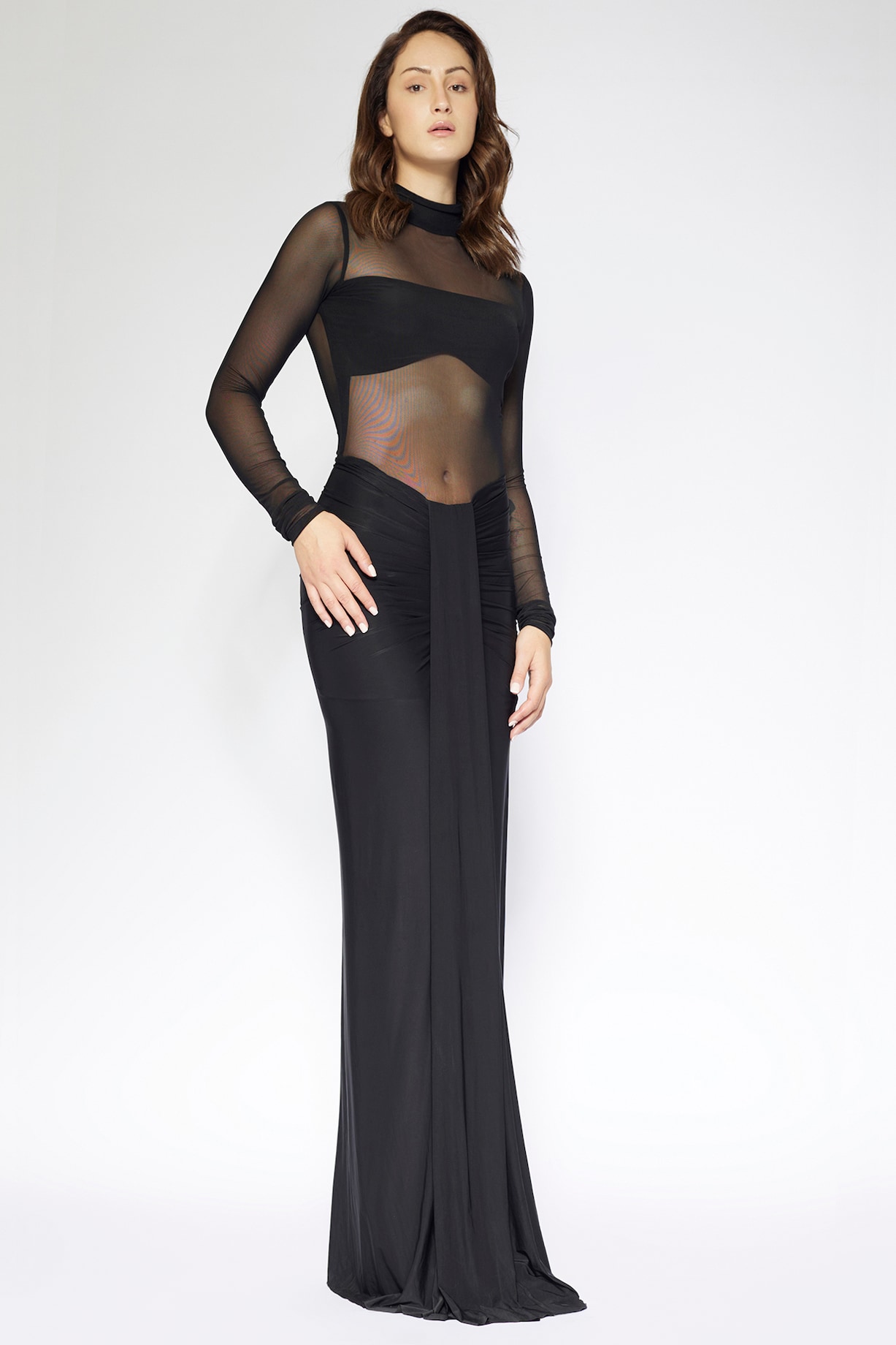 Black Net & Malai Lycra Dress by Deme by Gabriella at Pernia's Pop Up Shop  2026