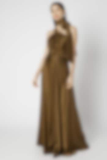 Olive Green One Shoulder Gown by Deme by Gabriella
