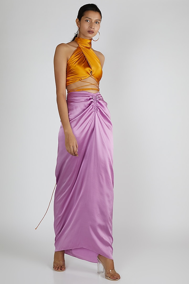 Lilac Skirt With Drawstring Detailing by Deme By Gabriella