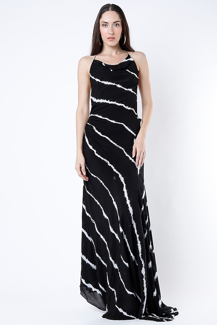 Black & White Tie-Dye Slip Dress by Deme by Gabriella