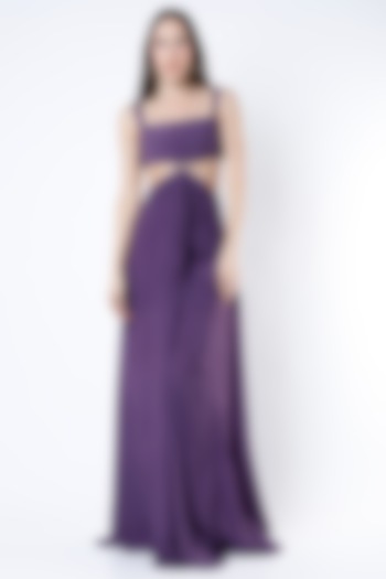 Purple Crepe Silk Gown by Deme by Gabriella