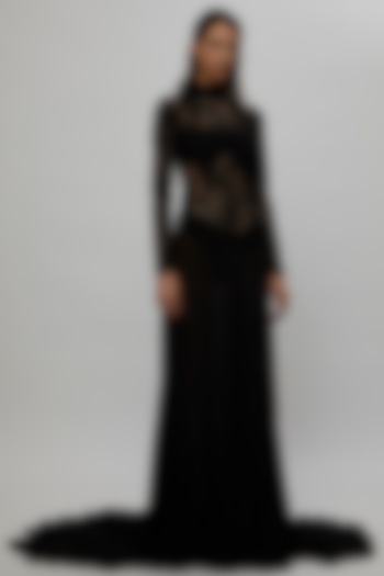 Black Lace & Chiffon Dress by Deme by Gabriella