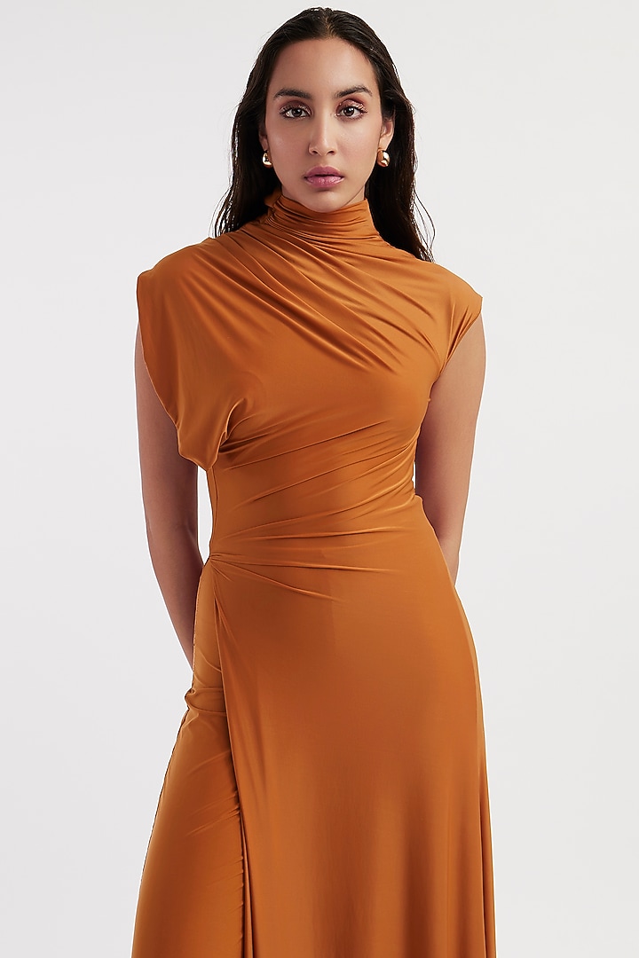 Rust Orange Malai Lycra Co-Ord Set by Deme by Gabriella at Pernia's Pop Up Shop