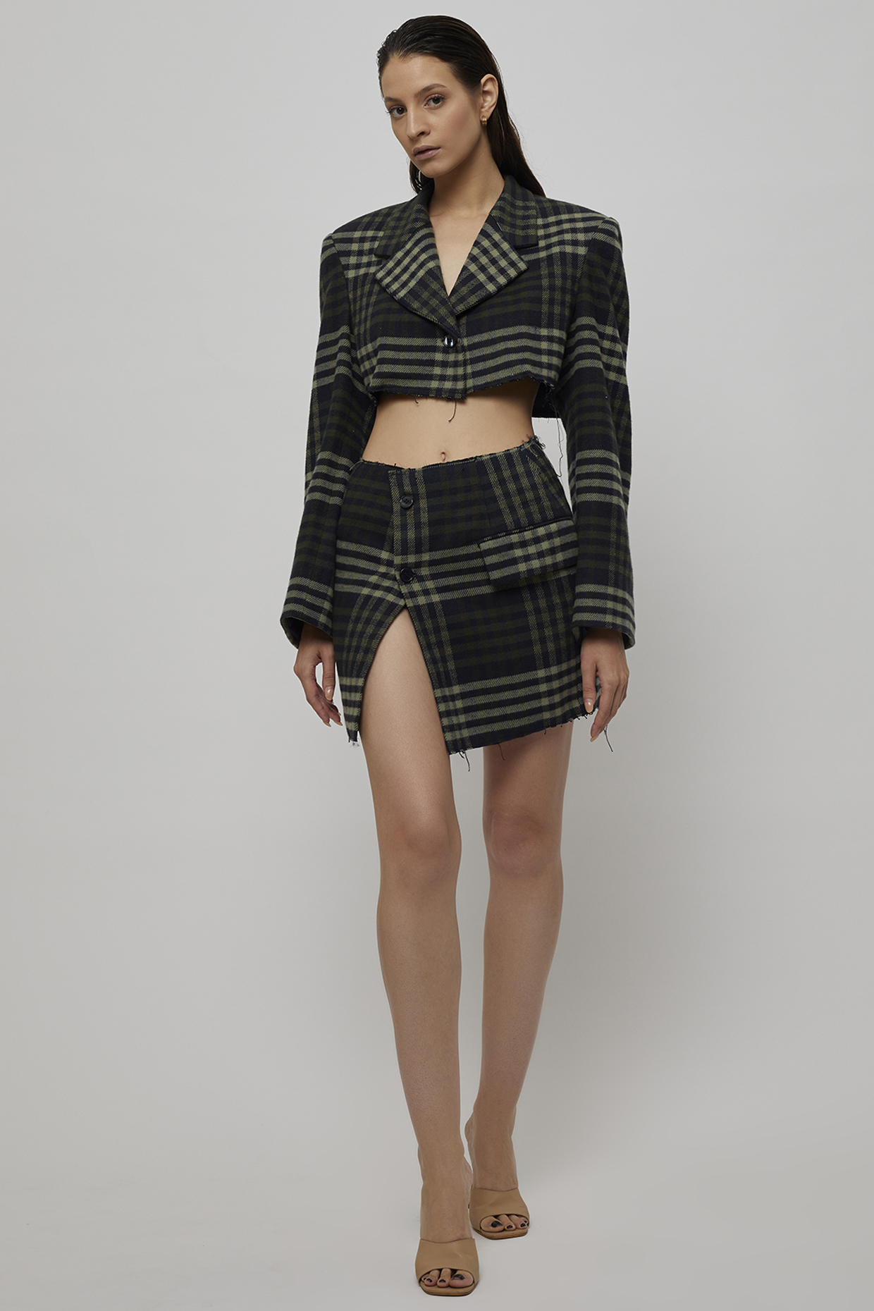 Black Cropped Blazer Set by Deme by Gabriella