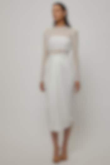 White Malai Lycra & Net Dress by Deme by Gabriella