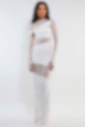 White Malai Lycra & Net Maxi Dress by Deme by Gabriella
