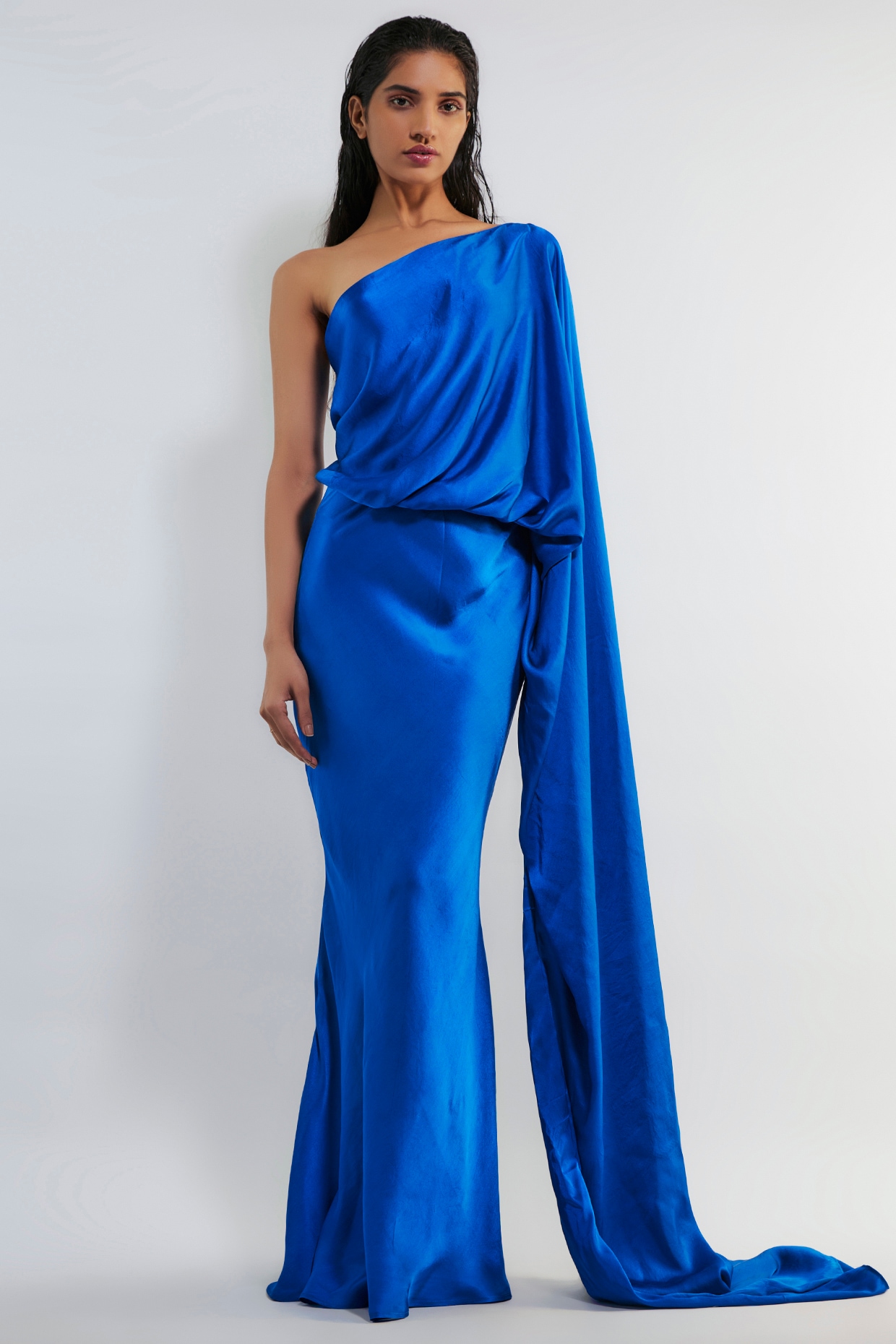 Electric Blue Cold Shoulder Ruffle Bodycon Dress – ShObO