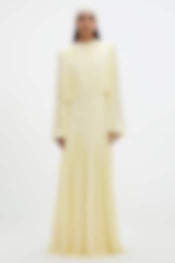 Butter Yellow Malai Lycra & Net Pleated Engagement Gown by Deme by Gabriella at Pernia's Pop Up Shop