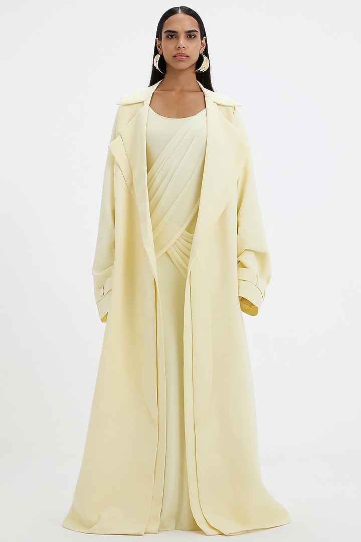 Sunshine Yellow Malai Lycra & Net Jacket Party Wear Dress by Deme by Gabriella at Pernia's Pop Up Shop