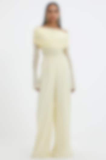 Sunshine Yellow Malai Lycra & Net Co-Ord Set by Deme by Gabriella at Pernia's Pop Up Shop