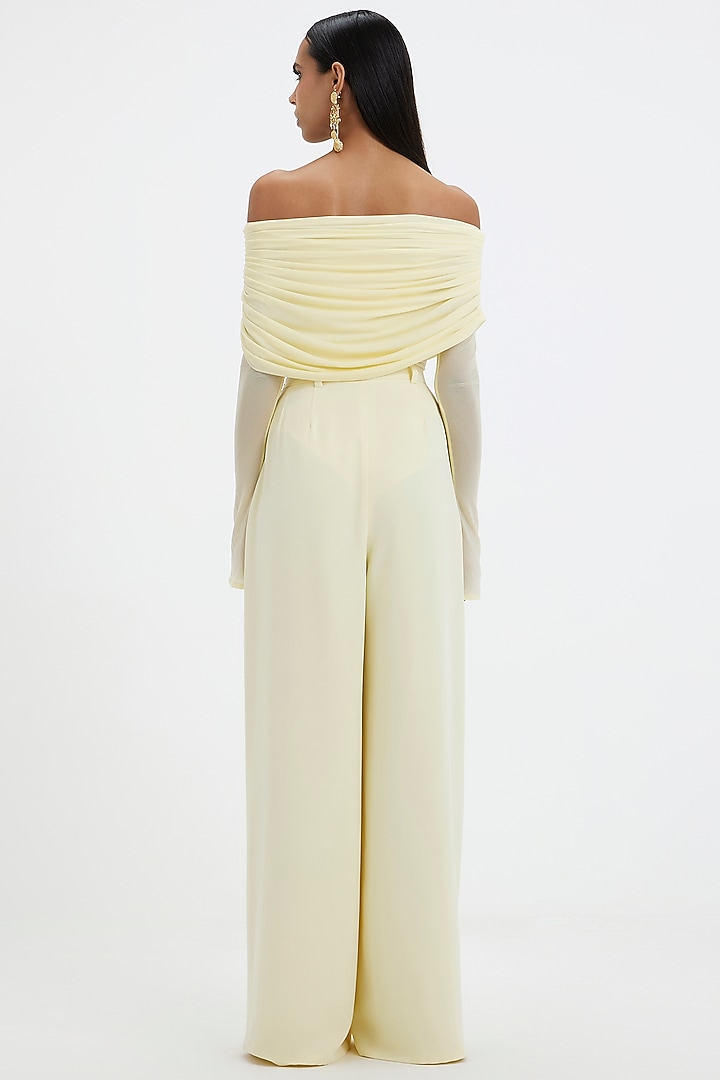 Sunshine Yellow Malai Lycra & Net Co-Ord Set by Deme by Gabriella at Pernia's Pop Up Shop