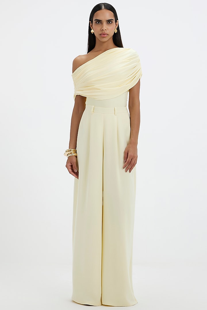 Sunshine Yellow Malai Lycra & Ferrari Co-Ord Set by Deme by Gabriella at Pernia's Pop Up Shop