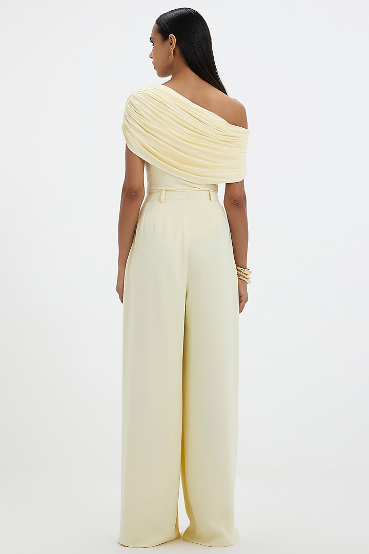 Sunshine Yellow Malai Lycra & Ferrari Co-Ord Set by Deme by Gabriella at Pernia's Pop Up Shop