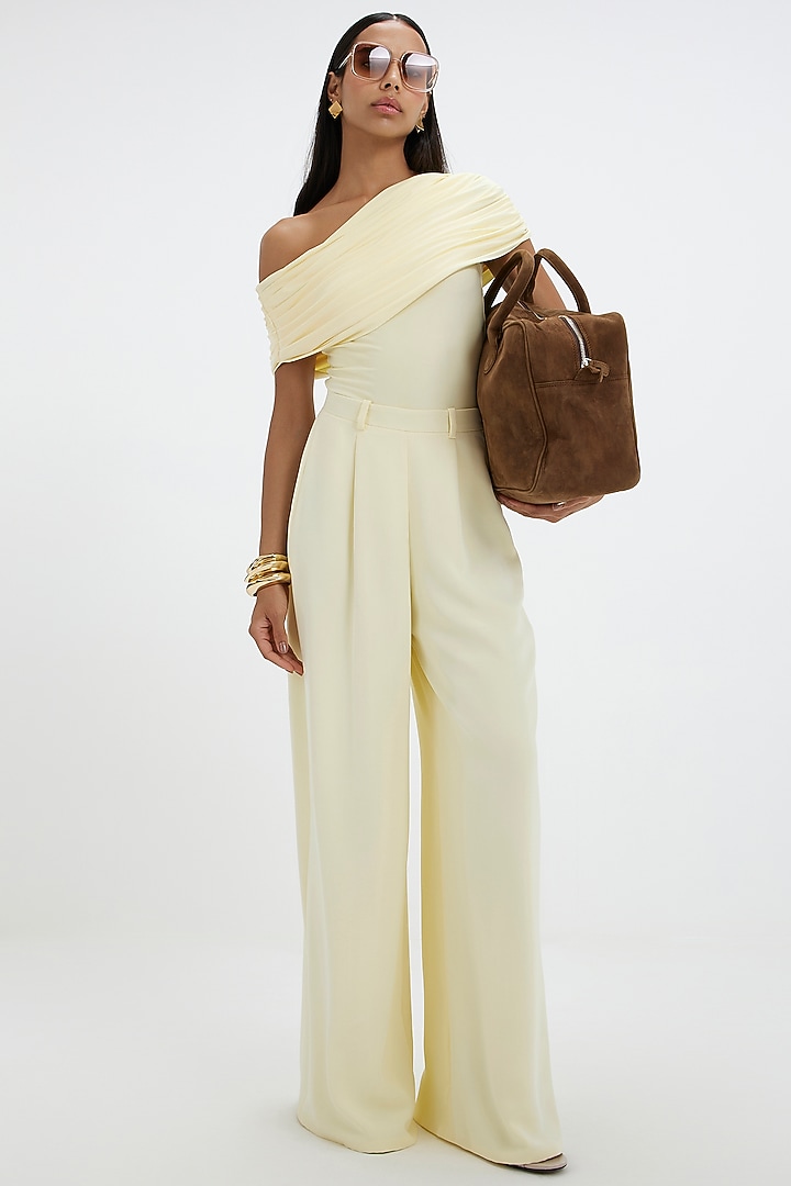Sunshine Yellow Malai Lycra & Ferrari Co-Ord Set by Deme by Gabriella at Pernia's Pop Up Shop